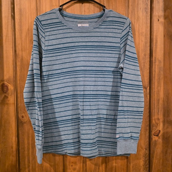 Columbia Sweaters - Columbia Thermal T-Shirt Womens Size Medium Gray Striped Knitted Long Sleeve